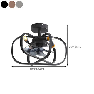 American Style Unique Black Cage Ceiling Fan With Light Zawala Image - 21
