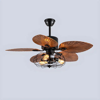 Retro 5 Leaf Shape Flower Shade Ceiling Fan with Light Zawala Image - 10