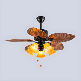 Retro 5 Leaf Shape Flower Shade Ceiling Fan with Light Zawala Image - 12