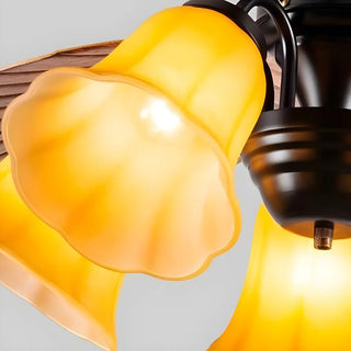 Retro 5 Leaf Shape Flower Shade Ceiling Fan with Light Zawala Image - 13