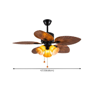 Retro 5 Leaf Shape Flower Shade Ceiling Fan with Light Zawala #size