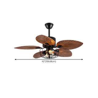 Retro 5 Leaf Shape Flower Shade Ceiling Fan with Light Zawala Image - 16