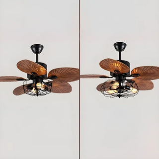 Retro 5 Leaf Shape Flower Shade Ceiling Fan with Light Zawala Image - 8