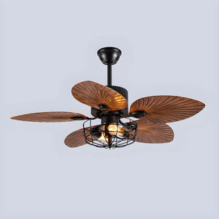 Retro 5 Leaf Shape Flower Shade Ceiling Fan with Light Zawala Image - 9