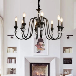 ZOWALA - Retro Arm Candle Black Crystal Dining Room Chandelier Image - 1