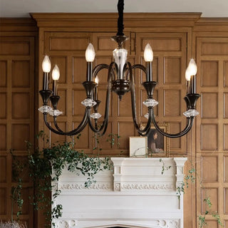 ZOWALA - Retro Arm Candle Black Crystal Dining Room Chandelier Image - 2