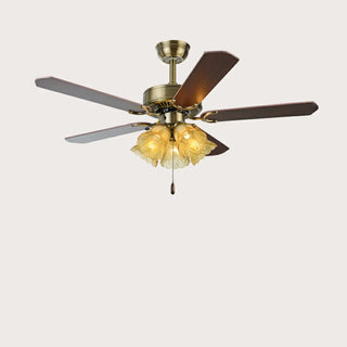 ZOWALA - Retro Down Rod Glass Floral 5 Blade Ceiling Fan Light Image - 14