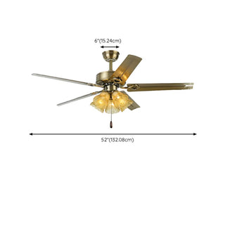 ZOWALA - Retro Down Rod Glass Floral 5 Blade Ceiling Fan Light Image - 19