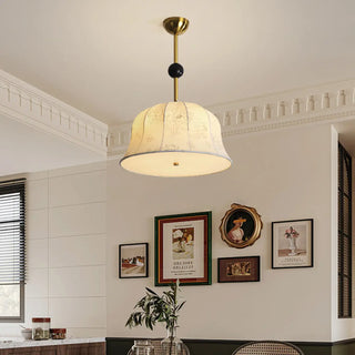 ZOWALA - Fabric Bedroom Flower Pattern Black Ball Drum Chandelier Image - 1