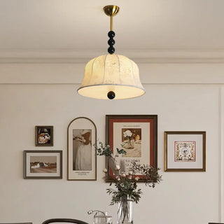 ZOWALA - Fabric Bedroom Flower Pattern Black Ball Drum Chandelier Image - 2