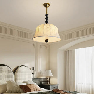 ZOWALA - Fabric Bedroom Flower Pattern Black Ball Drum Chandelier Image - 3