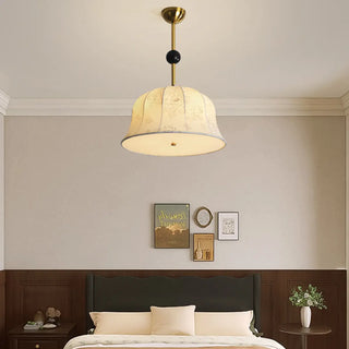 ZOWALA - Fabric Bedroom Flower Pattern Black Ball Drum Chandelier Image - 5