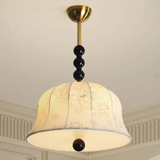 ZOWALA - Fabric Bedroom Flower Pattern Black Ball Drum Chandelier Image - 6