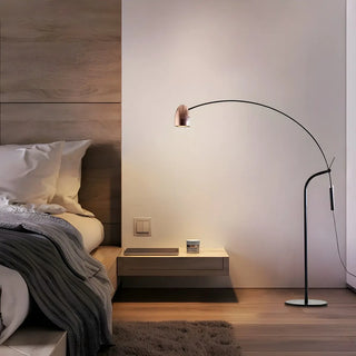Rose Gold Cone and Arc Metal Base Modern Floor Lamp Zawala Image - 1