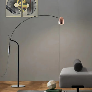 Rose Gold Cone and Arc Metal Base Modern Floor Lamp Zawala Image - 3
