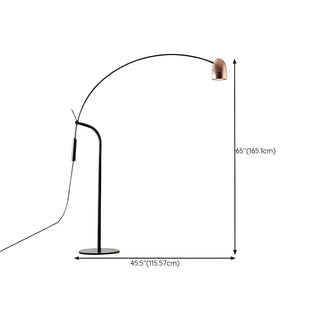 Rose Gold Cone and Arc Metal Base Modern Floor Lamp Zawala #size