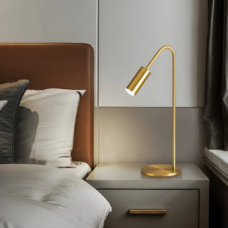 Luxurious Gold Column Shade Round Base Brass Table Lamp Zawala Image - 1
