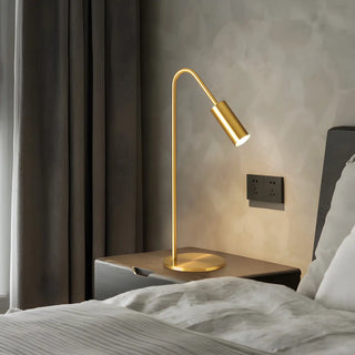 Luxurious Gold Column Shade Round Base Brass Table Lamp Zawala Image - 2