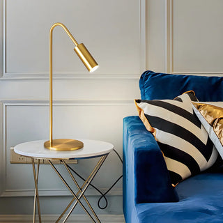 Luxurious Gold Column Shade Round Base Brass Table Lamp Zawala Image - 3