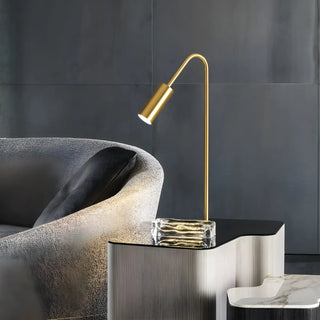 Luxurious Gold Column Shade Round Base Brass Table Lamp Zawala Image - 4