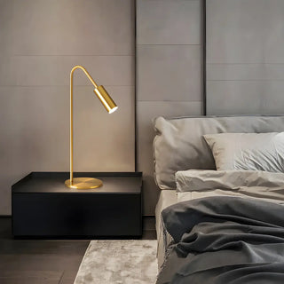 Luxurious Gold Column Shade Round Base Brass Table Lamp Zawala Image - 5