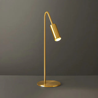 Luxurious Gold Column Shade Round Base Brass Table Lamp Zawala Image - 6