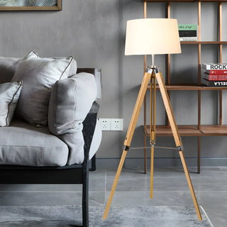 Simplicity Tripod and Cylinder Fabric Wood Floor Lamp Zawala Image - 3