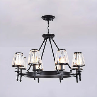 ZOWALA - Wheel Gold Crystal Shade Living Room Chain Chandelier Image - 10