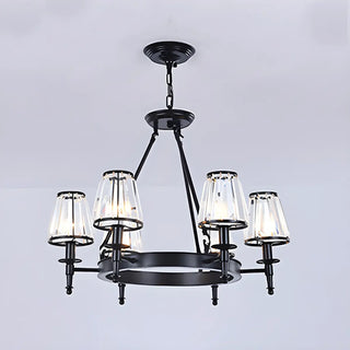 ZOWALA - Wheel Gold Crystal Shade Living Room Chain Chandelier Image - 11
