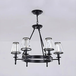 ZOWALA - Wheel Gold Crystal Shade Living Room Chain Chandelier Image - 20