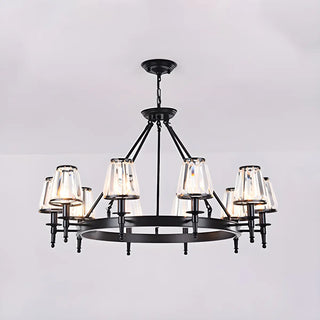 ZOWALA - Wheel Gold Crystal Shade Living Room Chain Chandelier Image - 9