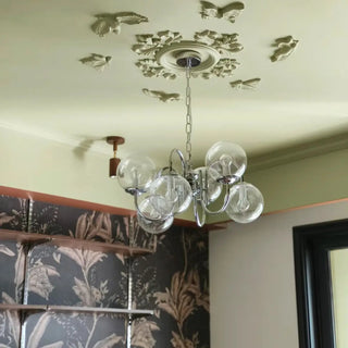 ZOWALA - Silver Clear Glass Living Room Chain Bubble Chandelier Image - 1