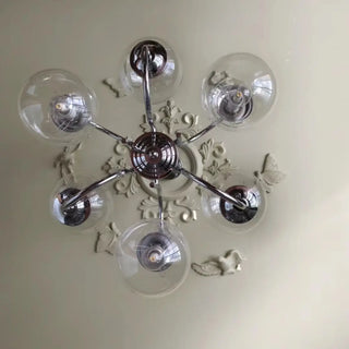 ZOWALA - Silver Clear Glass Living Room Chain Bubble Chandelier Image - 2