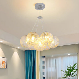 ZOWALA - Water Patterned Glass Living Room Cluster Bubble Chandelier Image - 2