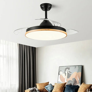 Simple 3 Blades Round Wood Decor Ceiling Fan Light Zawala Image - 1