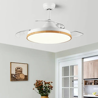 Simple 3 Blades Round Wood Decor Ceiling Fan Light Zawala Image - 2