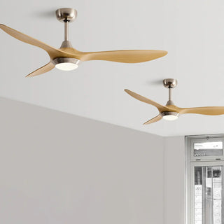 Simple Bedroom 3 Blade Wood Ceiling Fan with Light Zawala Image - 4