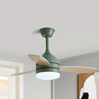 Modern Wooden Blades White Ceiling Fan with LED Light Zawala Image - 11