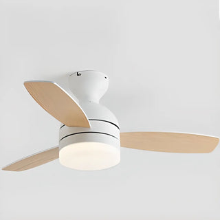 Modern Wooden Blades White Ceiling Fan with LED Light Zawala Image - 13