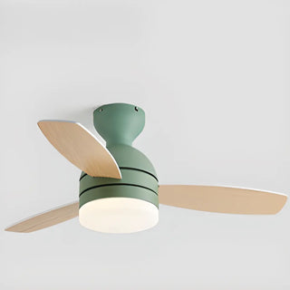 Modern Wooden Blades White Ceiling Fan with LED Light Zawala Image - 14