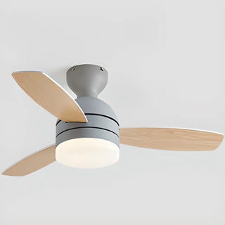 Modern Wooden Blades White Ceiling Fan with LED Light Zawala Image - 15