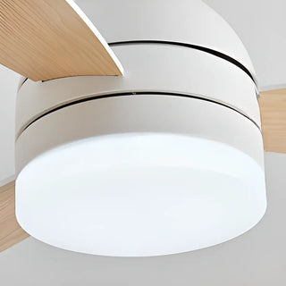 Modern Wooden Blades White Ceiling Fan with LED Light Zawala Image - 17