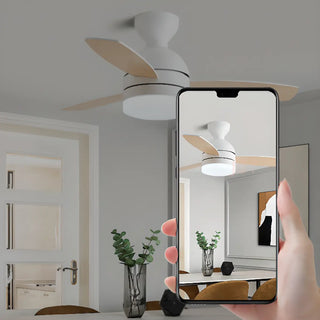 Modern Wooden Blades White Ceiling Fan with LED Light Zawala Image - 19