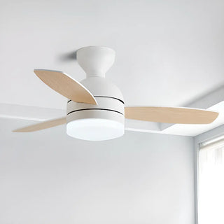 Modern Wooden Blades White Ceiling Fan with LED Light Zawala Image - 3