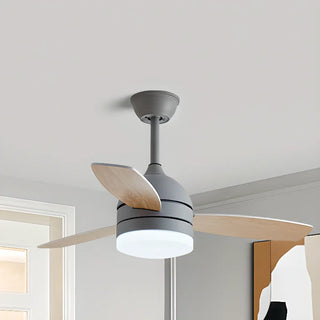 Modern Wooden Blades White Ceiling Fan with LED Light Zawala Image - 4