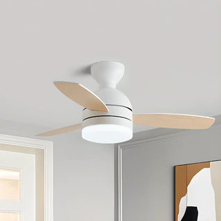 Modern Wooden Blades White Ceiling Fan with LED Light Zawala Image - 5