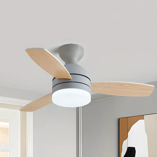 Modern Wooden Blades White Ceiling Fan with LED Light Zawala Image - 8