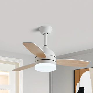 Modern Wooden Blades White Ceiling Fan with LED Light Zawala Image - 9