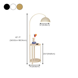 Multifunctional White Dome Floor Lamp with Side Table Zawala #size