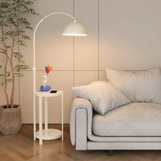 Multifunctional White Dome Floor Lamp with Side Table Zawala Image - 3